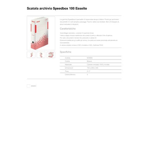 Scatola archivio Esselte SPEEDBOX dorso 10 cm bianco/rosso 10x25x35 cm 623908